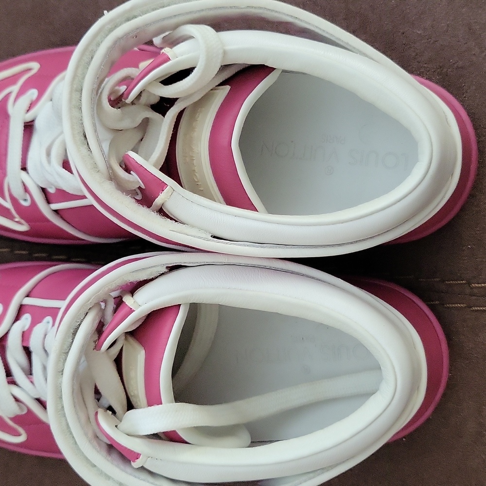 Louis Vuitton Fuchsia Leather Acapulco Sneakers Sz37 - Picture 5 of 6